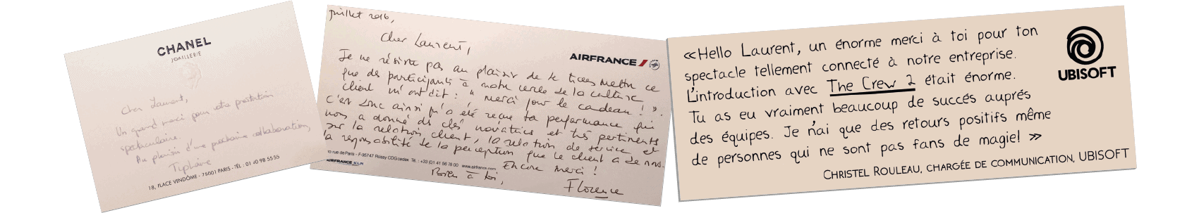 De grandes marques, maisons de luxe et entreprises font confiance à Laurent Beretta Les grandes entreprises du CAC 40 plébiscitent les prestations de Laurent Beretta